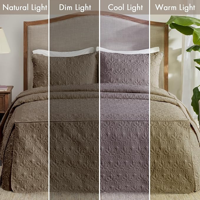 Madison Park Classic Traditional Damask Quilted Bedspread Set, All Season - Image 7