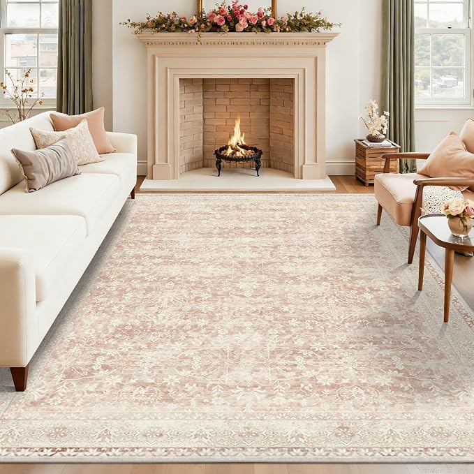 Latte&Fog Pink Rugs for Girls Bedroom Washable 6x9 Area Rug for Living Room | by LatteFog