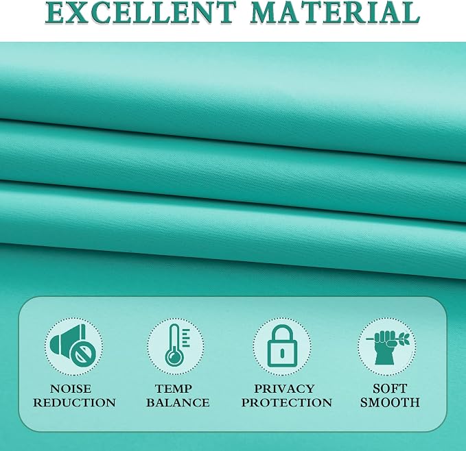 48 Inch Turquoise Curtains Blackout Drapes - Image 4