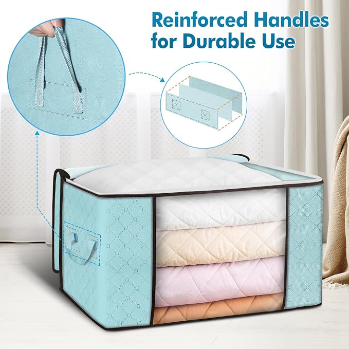 90L Large Storage Bags, 6 Pack Clothes Storage Bins Closet Organizers | - Image 3