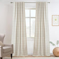DriftAway 100% Blackout Plaid Linen Curtains 108 Inches Long 2 Panels Taupe | by DriftAway