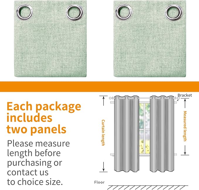 YoungsTex Sage Green Linen Blackout Curtains 72 Inch Length 2 Panels - Image 8