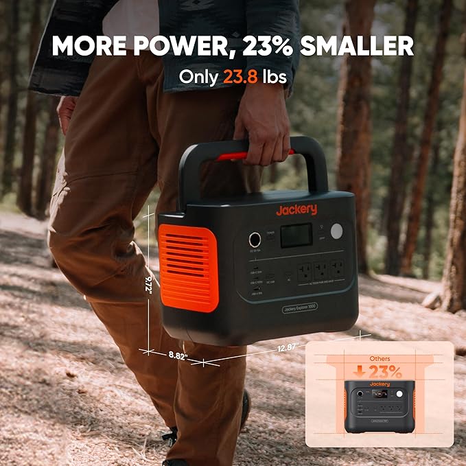 Jackery Explorer 1000 v2 Portable Power Station,1070Wh LiFePO4 Battery,1500W AC/100W USB-C Output, 1 Hr Fast Charge, Solar Generator for Camping,Emergency, RV, Off-Grid Living(AC Cable Included)
