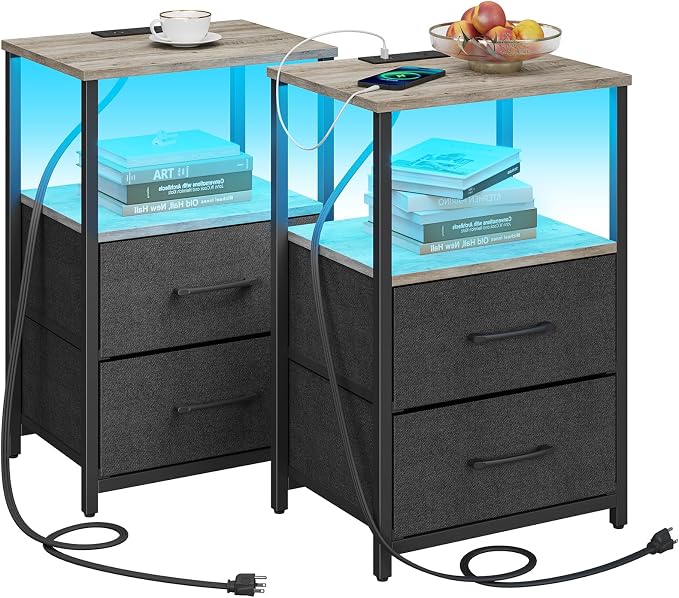 TUTOTAK Nightstands Set of 2, LED End Table by ChoosetutotakFurnitureBuildYourCozyHome