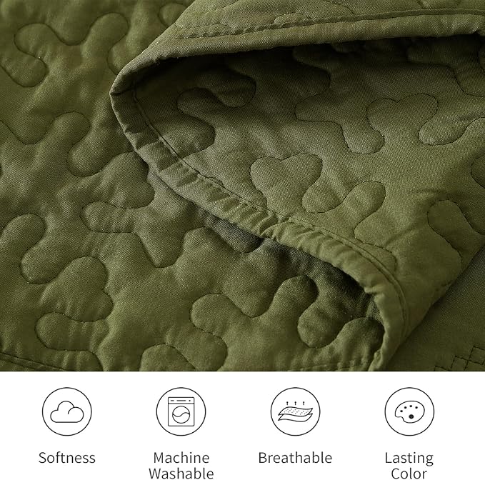 Cmfshape Floral Embroidery Quilt Set, 3 Pieces Queen Quilt Bedding Set - Image 6