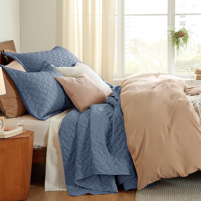 Bedsure Cal King Quilt, Lightweight Comforter Set, Mineral Blue Bedspread | - Image 4