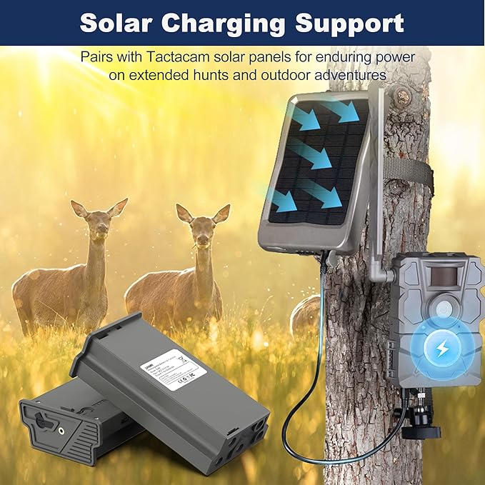 Lesaps 1Pack Rechargeable Reveal Lipo Lithium Battery Pack for Trail Camera Reveal X Gen 3.0, 2.0, X Pro 3.0, Pro, X Ultra 3.0, SK, XB, X - Upgraded LED Meter & Solar Charging