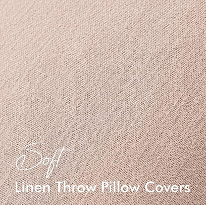 EMEMA Throw Pillow Covers Decorative Linen Pillow Covers 24x24 Inch Pink Boho Farmhouse Neutral Couch Throw Pillows for Bed Pack of 2 Accent Pillowcase Modern Sofa Cushion Livingroom Home