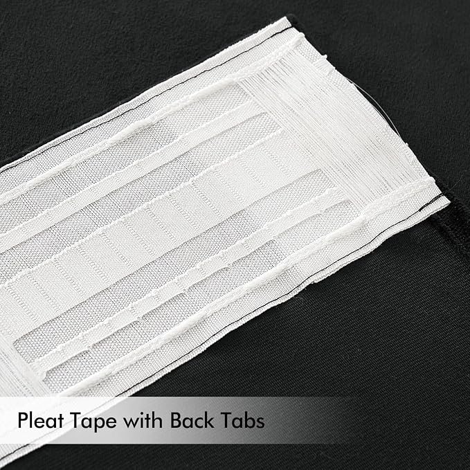 MIULEE Black Velvet Pinch Pleat Blackout Curtains W52 X L90 Inches | 2 Panels - Image 3