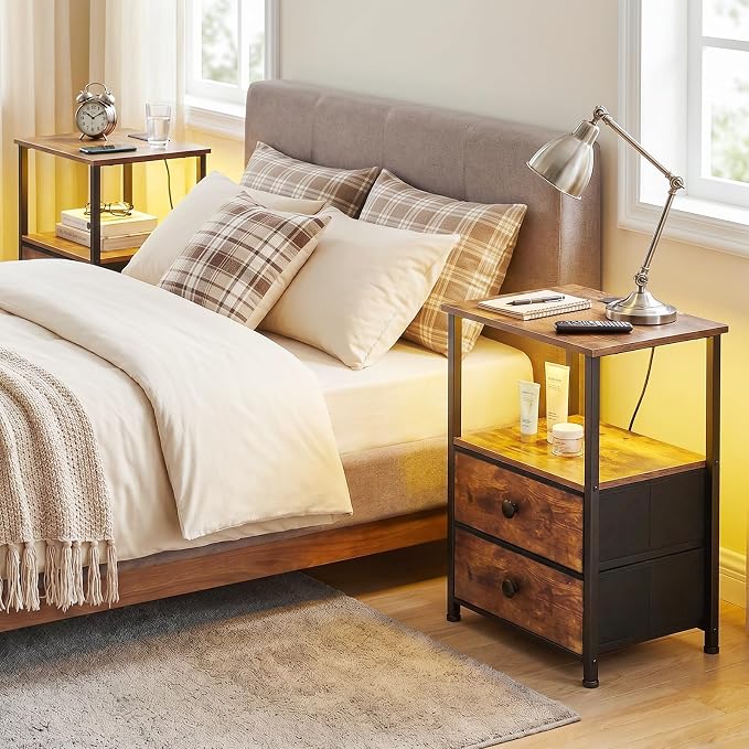 Nightstands Set of 2, LED Night Stand - Image 9