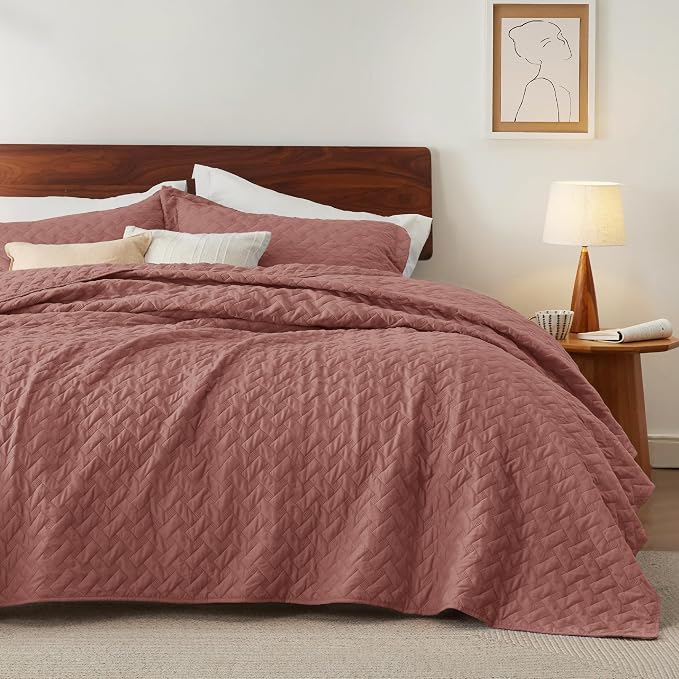 Bedsure King Size Quilt, Lightweight Comforter Set, Basket Weave, All-Season - Image 5