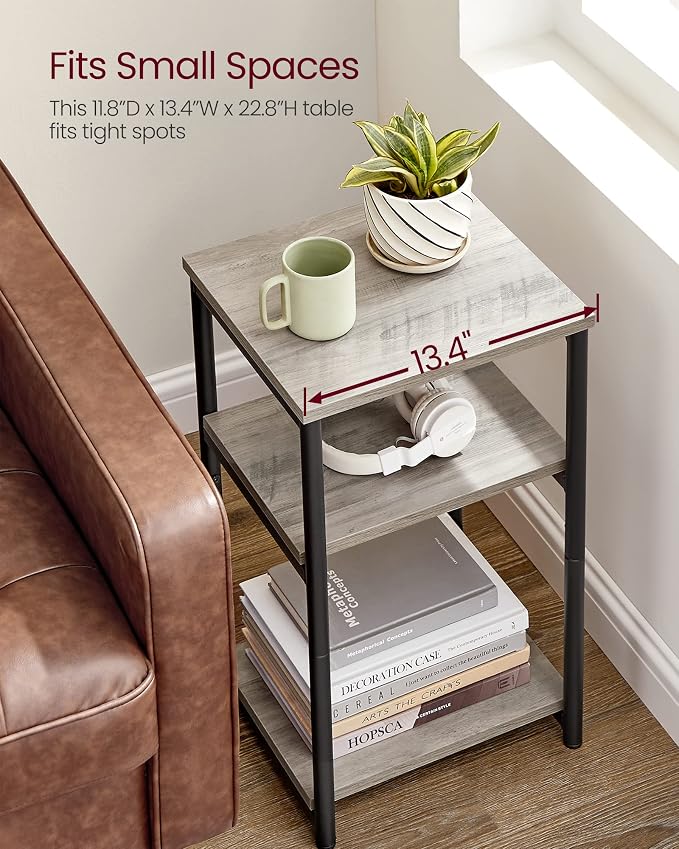 VASAGLE Side Table, Small End Table, Tall Nightstand, Steel Frame | - Image 5