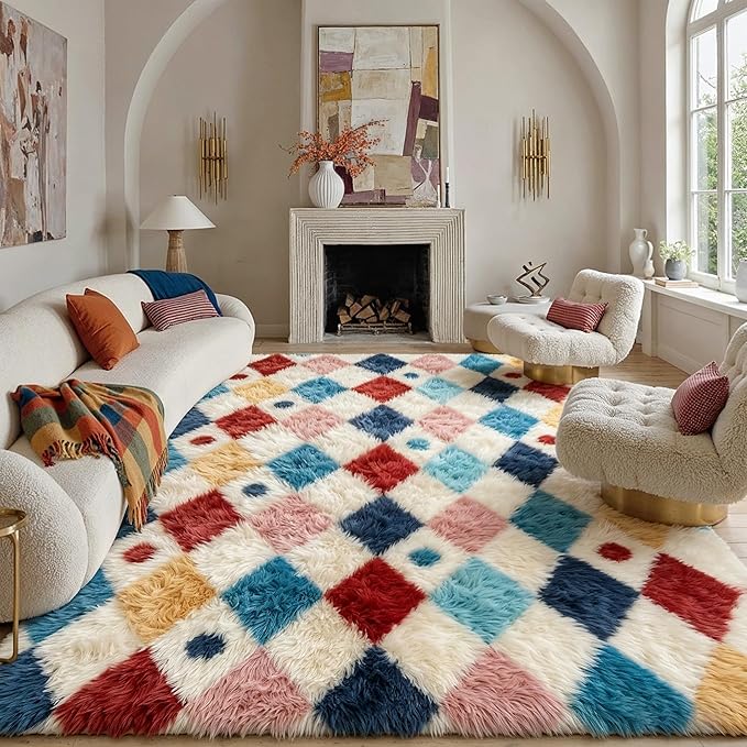 Soft Shag Rug 8x10 Living Room High Pile Non-Slip Fluffy Carpet | Machine by PureCozy