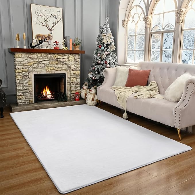 Large Area Rugs for Bedroom Living Room, 6x9 White Memory Foam Rug | Thickened - Image 8