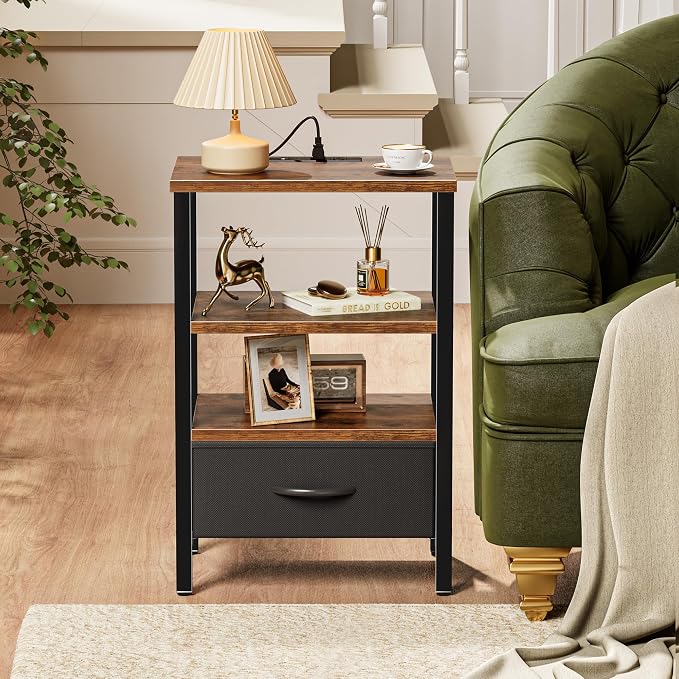 SUPERJARE Nightstand with Charging Station, Bed Side Table with Adjustable - Image 7