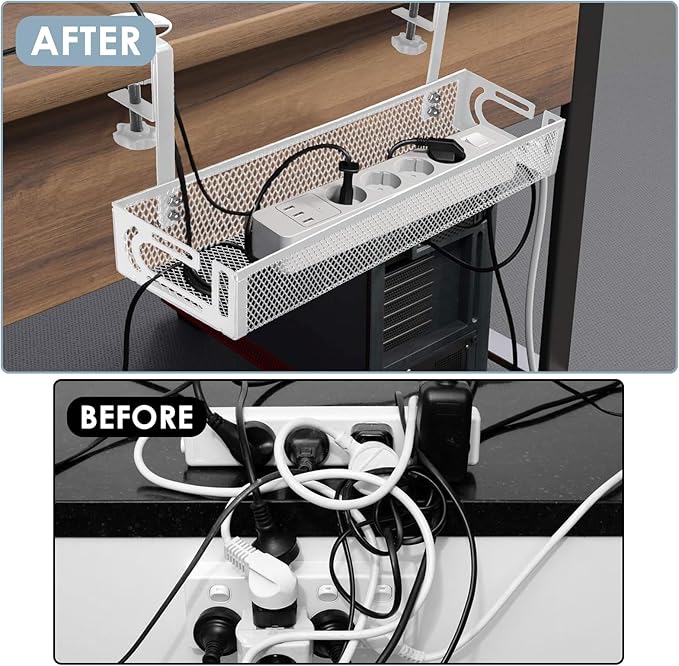 Cable Management, 2 Pack Cable Management Under Desk, Cable Tray | No Drill - Image 6
