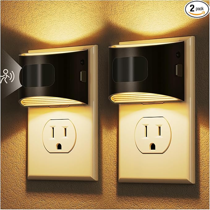 DORESshop LED Night Light[2 Pack], Night Lights Plug into Wall, 3 Mode Plug in Night Light with Motion Sensor, Dusk to Dawn Sensor, Nightlights for Adults, Bedroom, Bathroom, Hallway