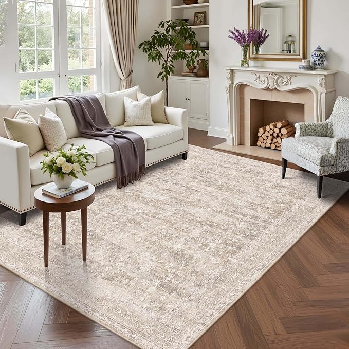Latte&Fog 5x7 Beige Rug for Living Room，Washable Area Rugs for Bedroom | Non by LatteFog