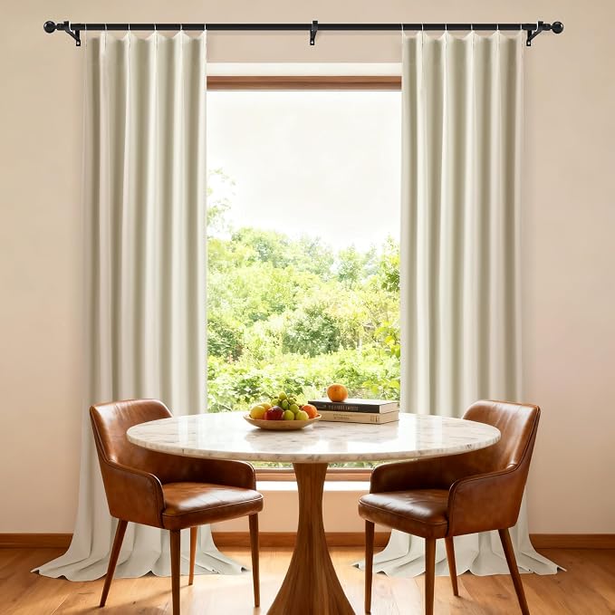 Etherealveil Beige Pinch Pleated Blackout Curtains 2 Panels 40"x112" | Back Tabs - Image 2