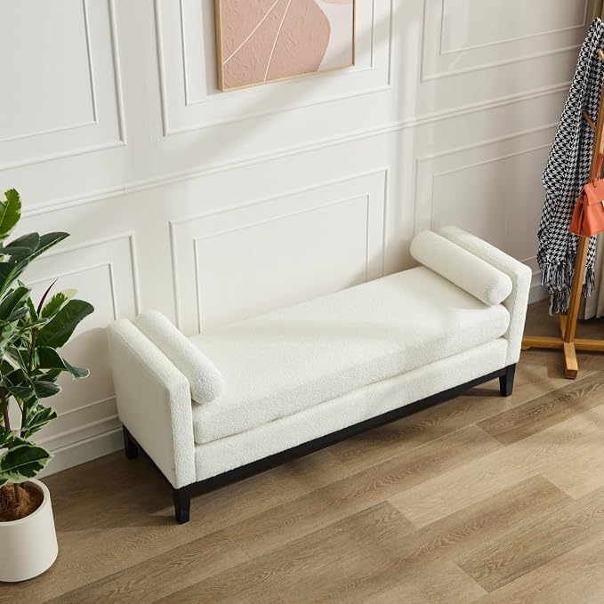 Aoiy & Wifon 66.34" W End of Bed Bench, King Size Upholstered Bench - Image 2