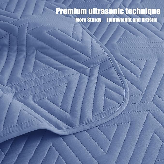 Whale Flotilla Soft Geometric Twin Quilt Set - Image 7
