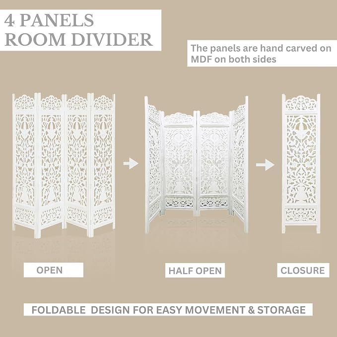 Lightnpro 4-Panel Wooden Room Divider 72"×72" - Image 4