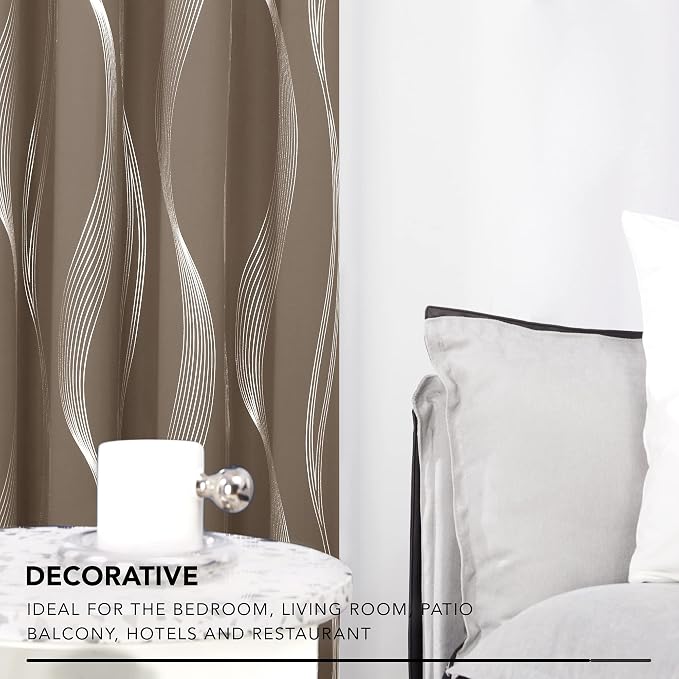 Deconovo Curtains for Living Room, Pattern Blackout Curtains 63 Inches Long | - Image 3