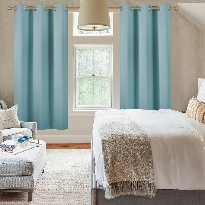 Diraysid Stone Blue Grommet Blackout Curtains - Image 8