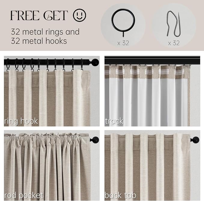 Topfinel 45 Inches Long Boho Linen Curtains Tiers - Image 3