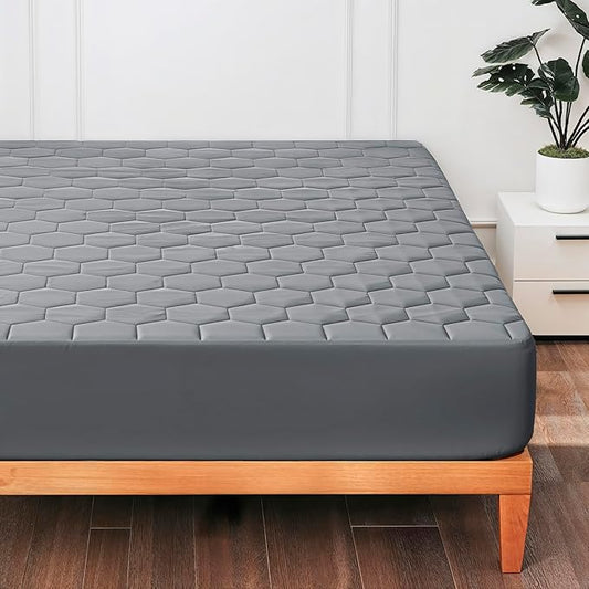 Hearth & Harbor California King Size Quilted Fitted Mattress Pad Cover, 100% Waterproof Mattress Protectors, Deep Pocket Fitted Mattress Cover 8" - 21" (72" x 84", Gray)