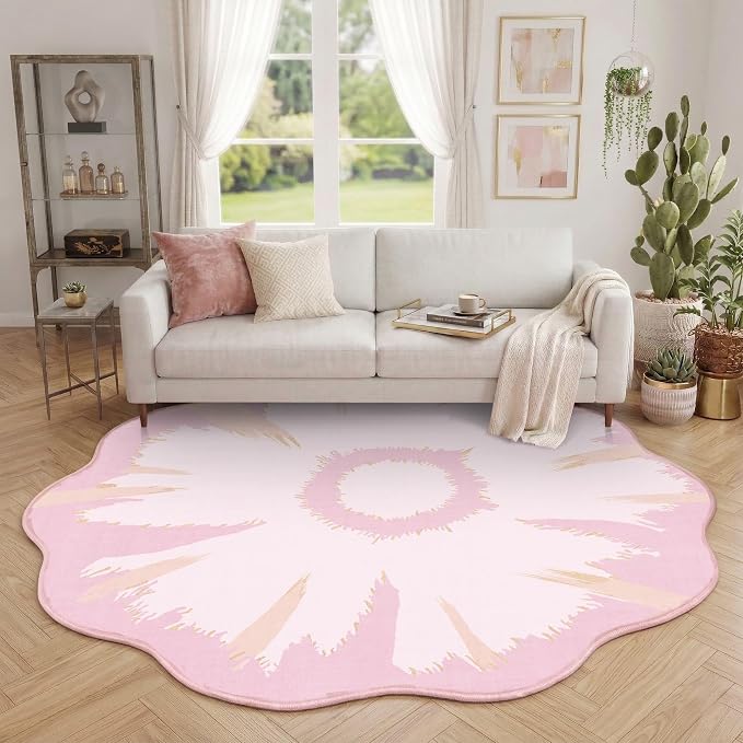 Latte&Fog 6ft Pink Round Area Rug - Image 3