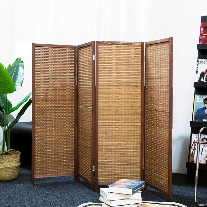 4 Panel Short Room Divider Screen, Small Bamboo Panel Divider - Image 5