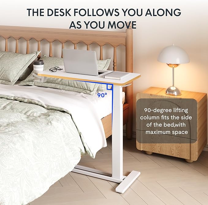 FLEXISPOT H7 28" Pneumatic Height-Adjustable Overbed Table - Image 3
