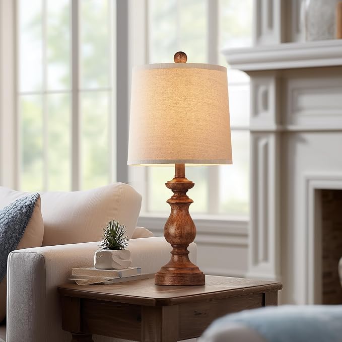 Traditional Table Lamp Set of 2, Rustic Farmhouse Table Lamps - Image 6