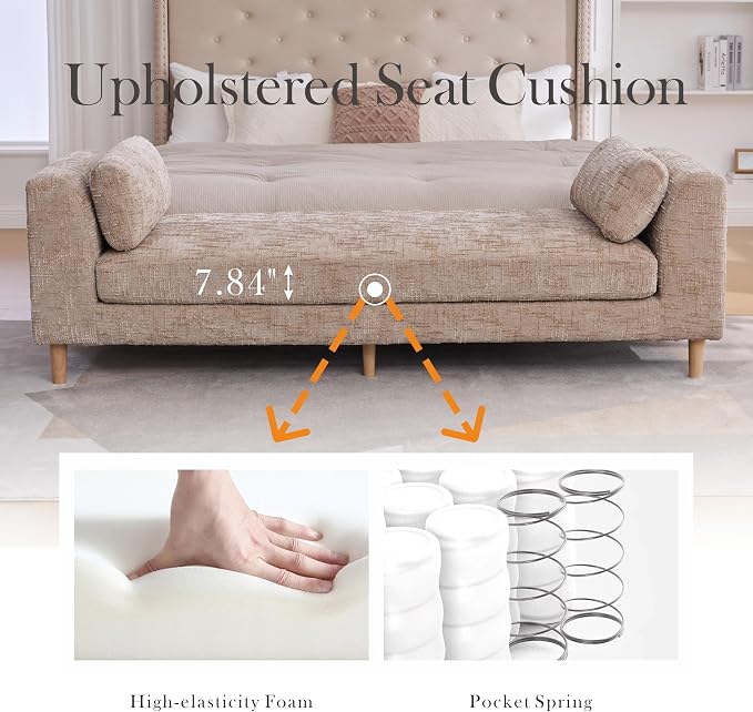 Aoiy & Wifon 83.1" W End of Bed Bench King Size, Oversized Window Bench Seat - Image 4
