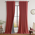 Red Linen 100% Blackout Curtains 84 Inch Long by Guken
