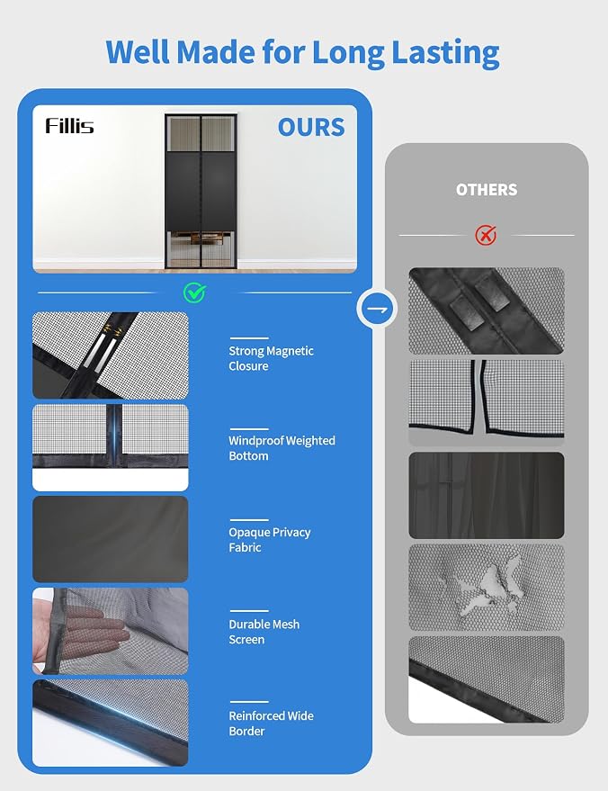 Magnetic Screen Door with Privacy Protection, PET Mesh Screen Fit - Image 7