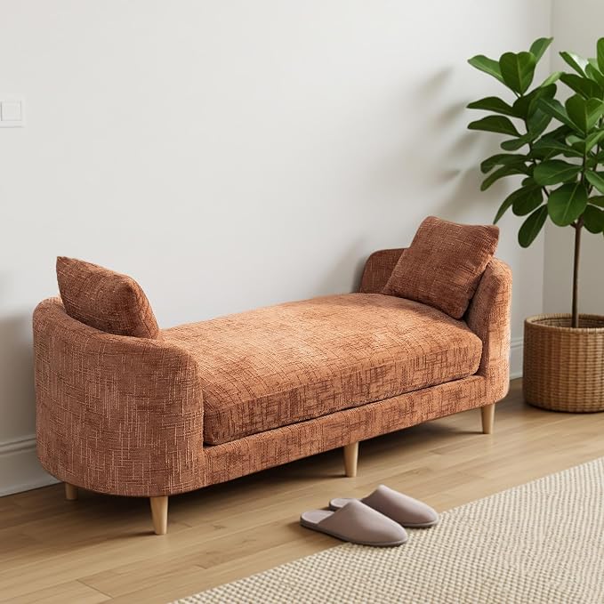 77.2" Oversized Chaise Lounge, Curved Soft End of Bed Bench - Image 8