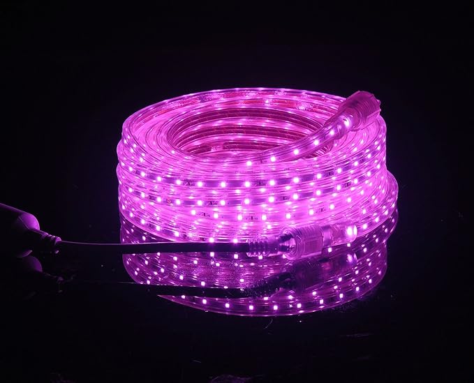 CBConcept UL Listed, 6.6 Feet, 720 Lumen, Pink, Dimmable, 110-120V AC Flexible Flat LED Strip Rope Light, 120 Units 3528 SMD LEDs, Indoor Outdoor Use, Accessories Included, Ready to use