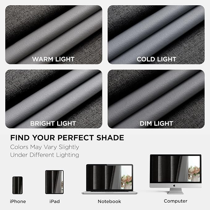 Joydeco Charcoal Grey Blackout Curtains 96 Inches Long, Curtains 96 Inch Length - Image 9