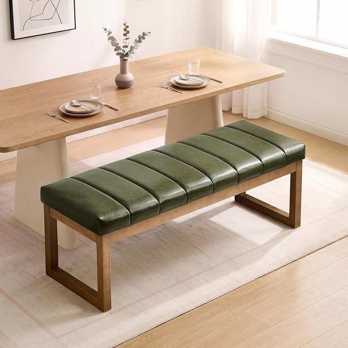 52.7" Bedroom Bench for End of Bed, Faux Leather Entryway Bench | Modern by Zihanhome