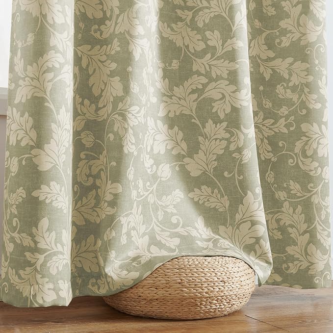 jinchan Green Floral Blackout Curtains 84 Inch Farmhouse Grommet 2 Panels | - Image 8