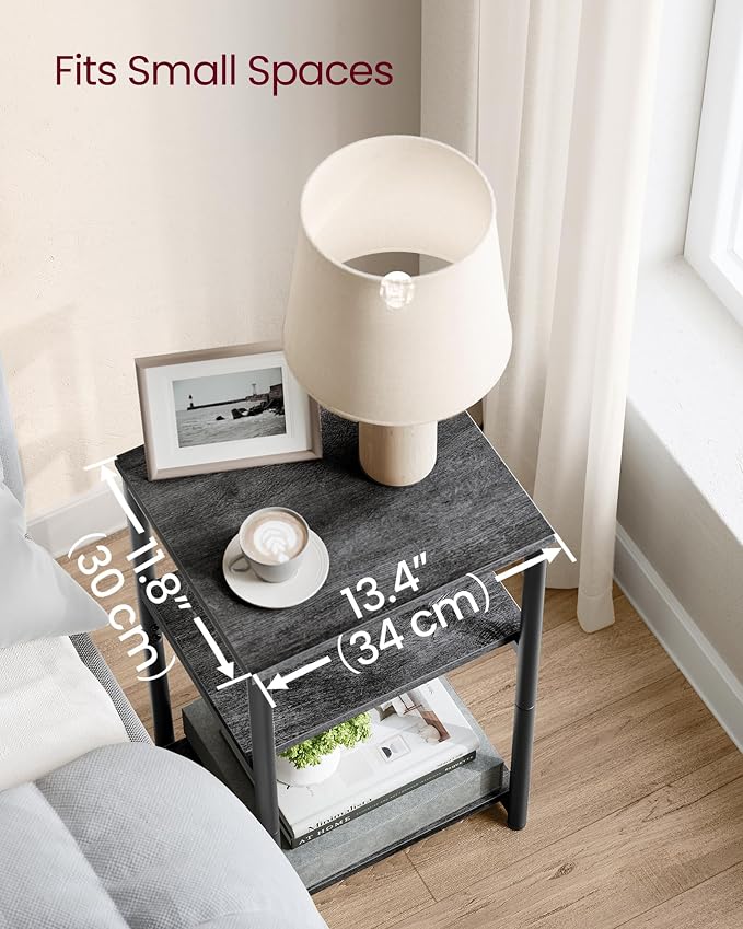 VASAGLE Side Table, Small End Table, Tall Nightstand, Steel Frame | - Image 5