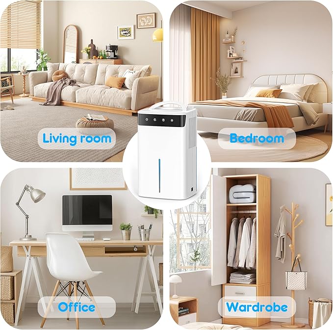 DEVERSE Max 5 Pints Smart Dehumidifier for Home/Bedroom/Basement, 600 Sq.Ft Coverage, with Drain Hose, Smart Humidity Control & Large Tank