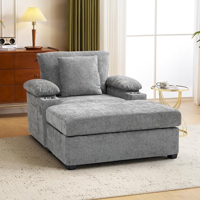 58'' Chaise Lounge Chair Indoor, Cloud Arm Chair - Image 6