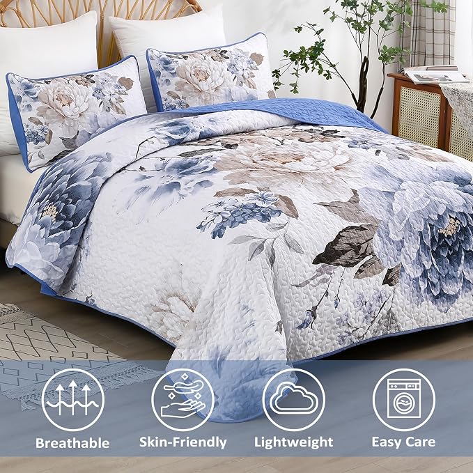 WONGS BEDDING Quilt King Size, Soft Microfiber Lightweight Bedspread Bedding Set - Image 3