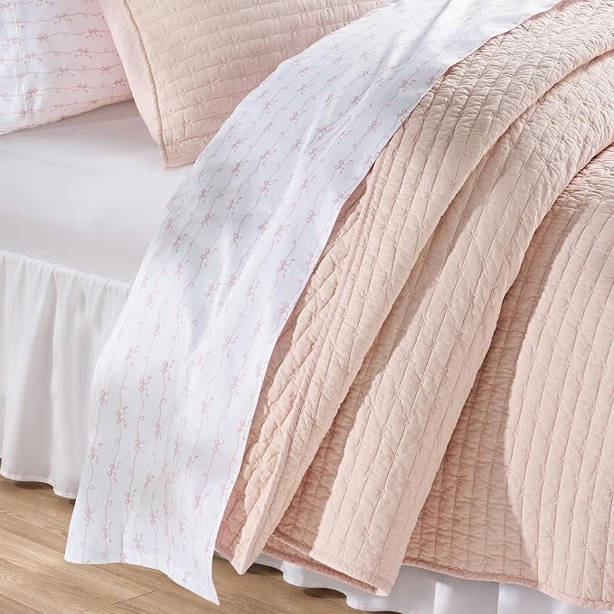 100% Cotton Cross Stitch Quilt Set, Ballet Pink | 100% Cotton, Elegant Cross - Image 5