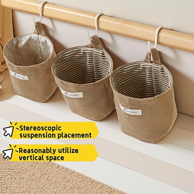Washable Cotton Linen Hanging Organizer Bag - Image 9