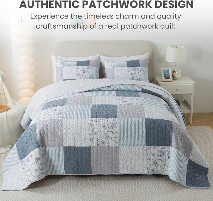 SLPR - Coastal Dream Cotton Quilt Set, Patchwork Bedding, Twin - Image 2
