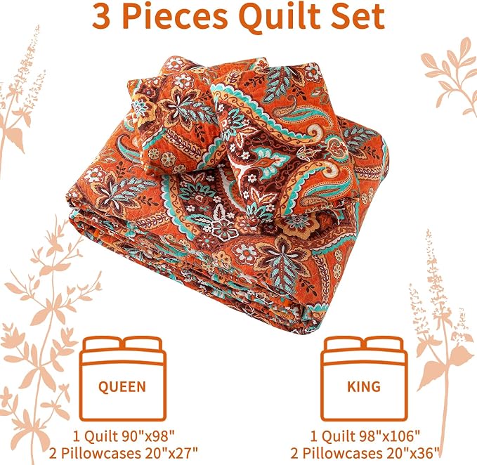 VAPUTAR 100% Cotton Face Quilt California King Size Bedding Set | Boho - Image 6
